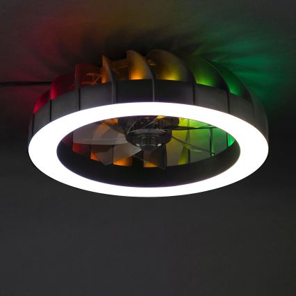 Brilliant - Ventilatore da soffitto dimmerabile LED RGBW con luce FANORA LED/30W/230V 2700-6500K diam. 46 cm nero + telecomando