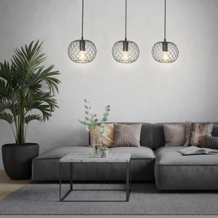 Brilo 4037-035 - Lampadario a sospensione con cavo WINKI 3xE27/40W/230V