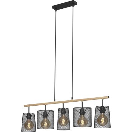 Brilo 4078-054 - Lampadario sospeso con cavo WOOD & STYLE 5xE27/60W/230V