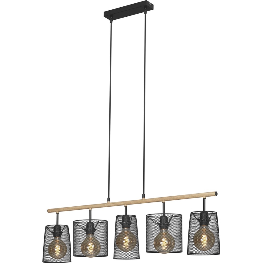 Brilo 4078-054 - Lampadario sospeso con cavo WOOD & STYLE 5xE27/60W/230V