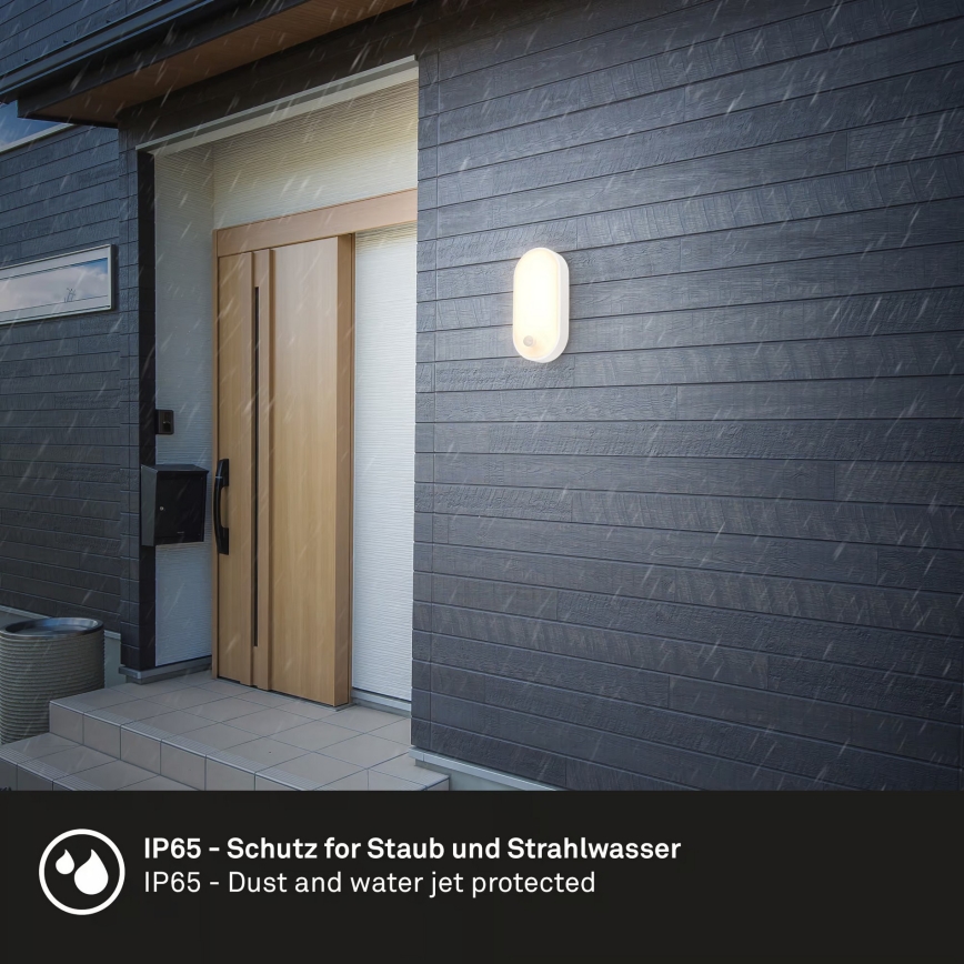 Brilo - Applique da esterno a LED con sensore di movimento e crepuscolare RUCH LED/12W/230V IP65 bianco