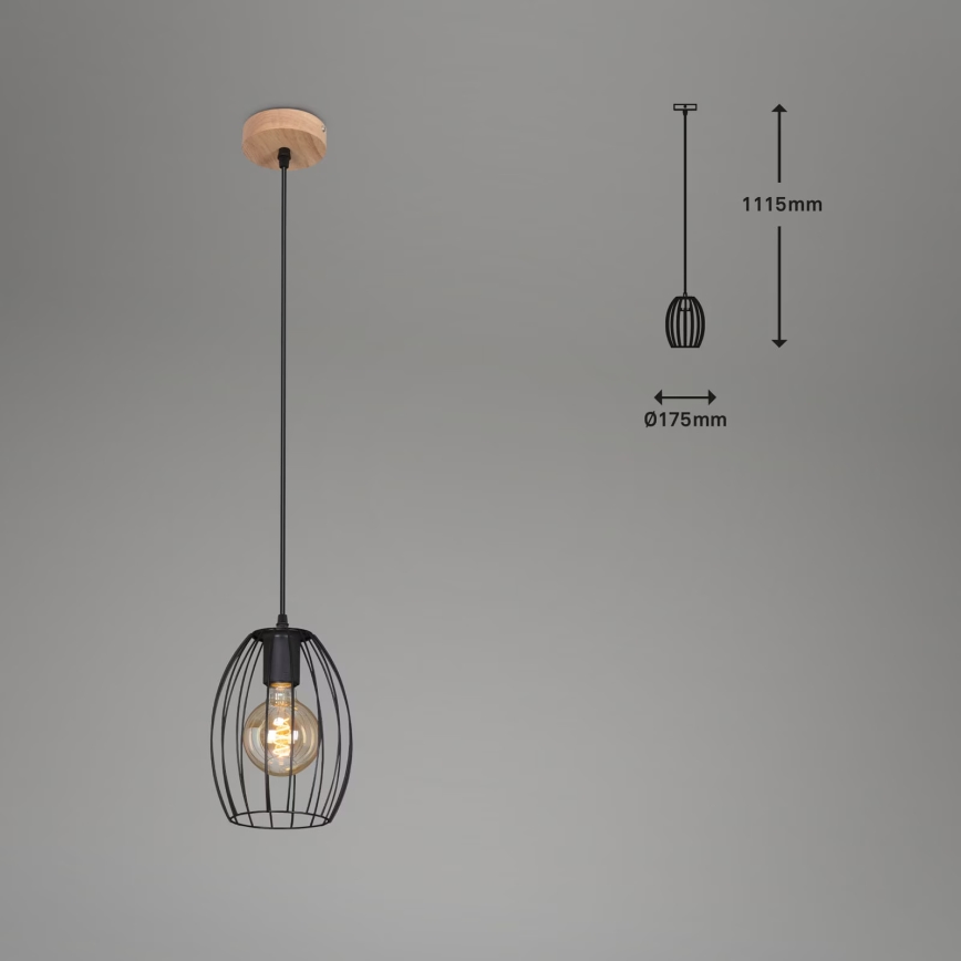 Brilo - Lampada a sospensione WAKTU con cavo 1xE27/60W/230V