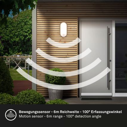 Brilo - Applique da esterno LED con sensore di movimento e sensore crepuscolare RUCH LED/12W/230V IP65 nera