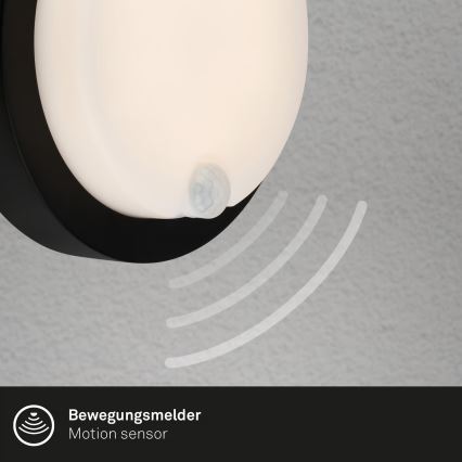 Brilo - Lampada da parete ricaricabile a LED per esterni con sensore, 4W/5V, 4400 mAh, IP44, nero