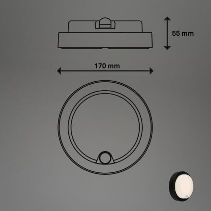 Brilo - Lampada da parete ricaricabile a LED per esterni con sensore, 4W/5V, 4400 mAh, IP44, nero