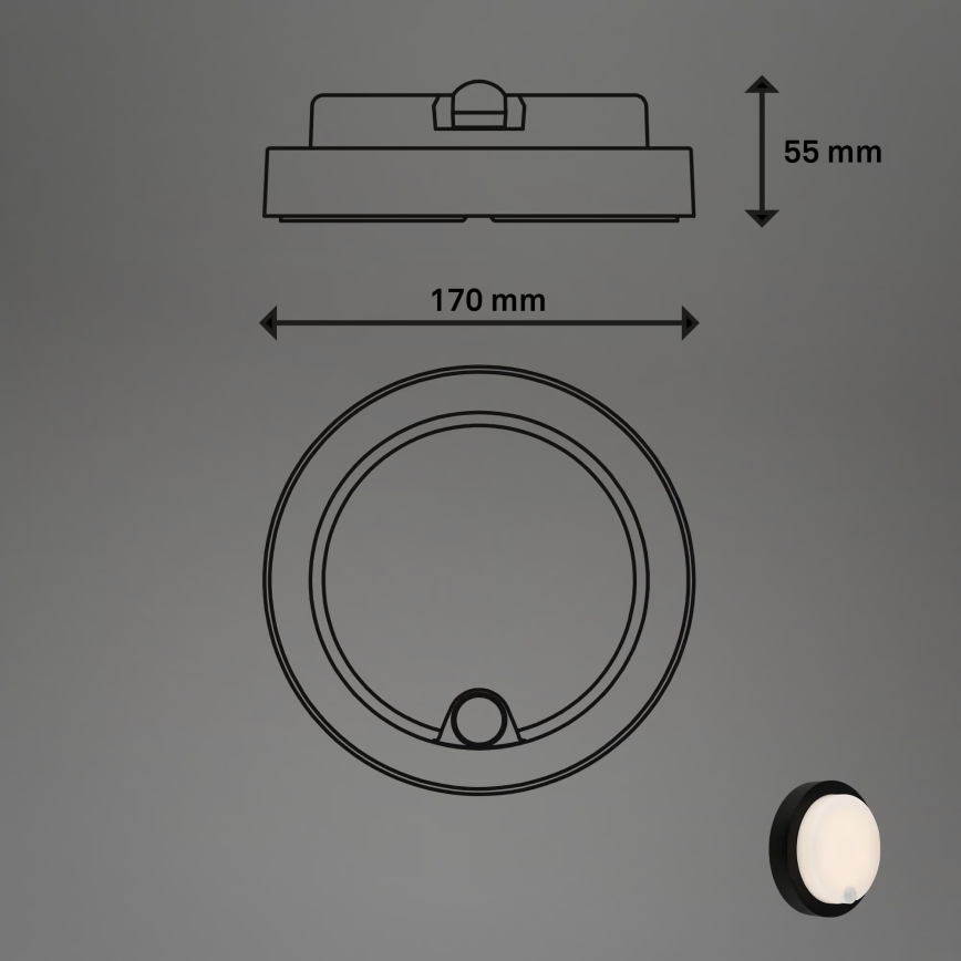 Brilo - Lampada da parete ricaricabile a LED per esterni con sensore, 4W/5V, 4400 mAh, IP44, nero