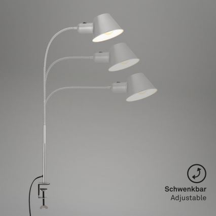 Brilo - Lampada da tavolo flessibile con morsetto 1xE27/10W/230V argento