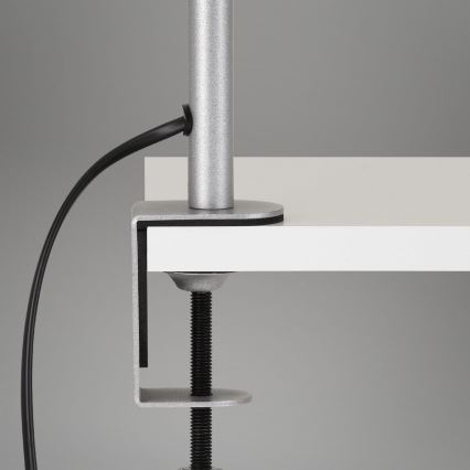 Brilo - Lampada da tavolo flessibile con morsetto 1xE27/10W/230V argento
