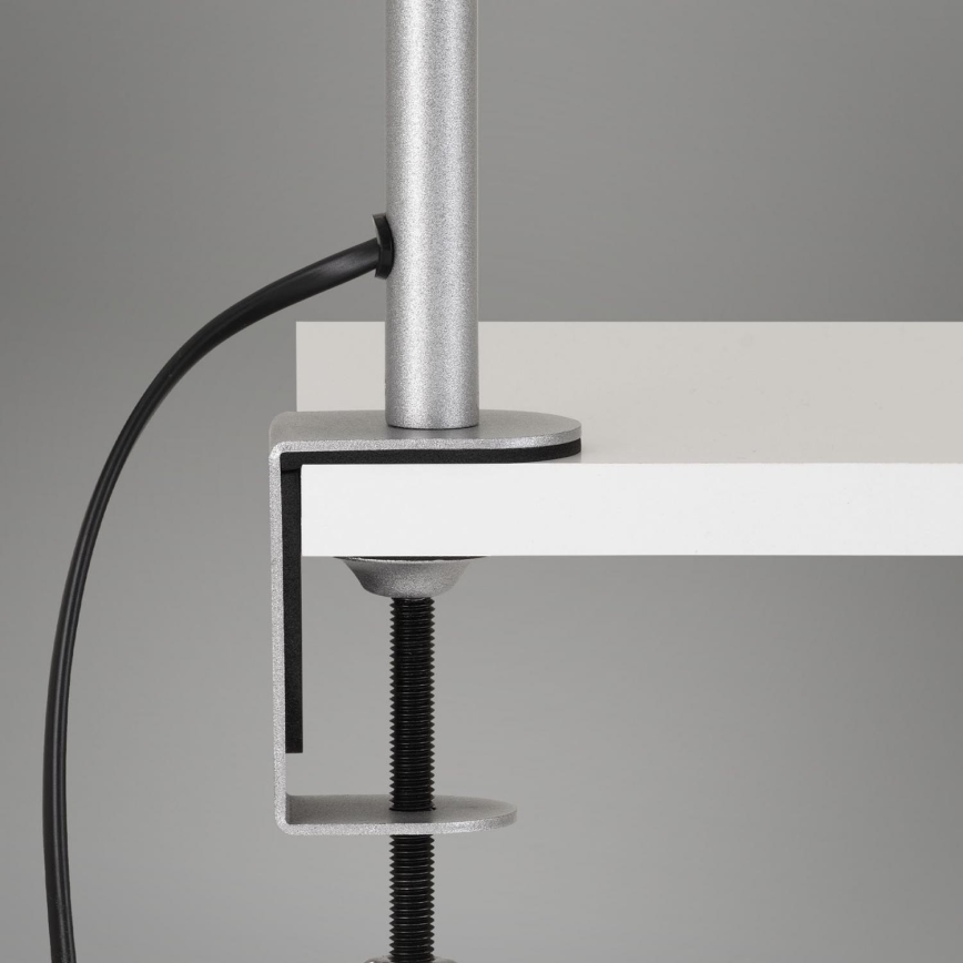 Brilo - Lampada da tavolo flessibile con morsetto 1xE27/10W/230V argento