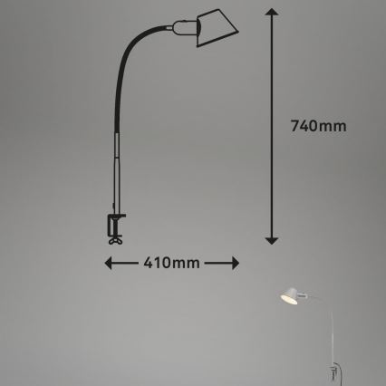 Brilo - Lampada da tavolo flessibile con morsetto 1xE27/10W/230V argento