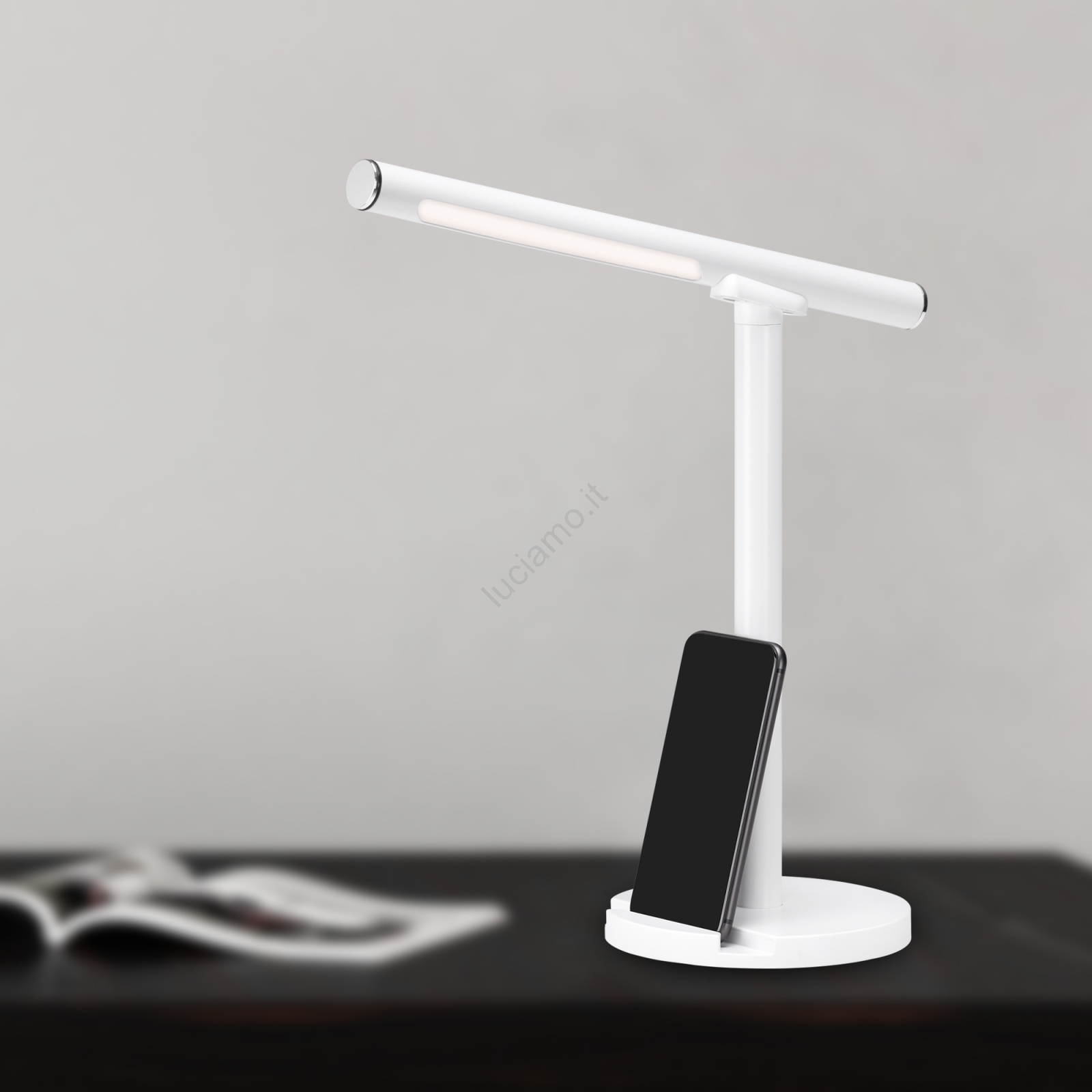 Lampada Da Scrivania LED MOBIL Con Ricarica Wireless - 3 Temperature Luce E Touch - Marrone - Foto 12