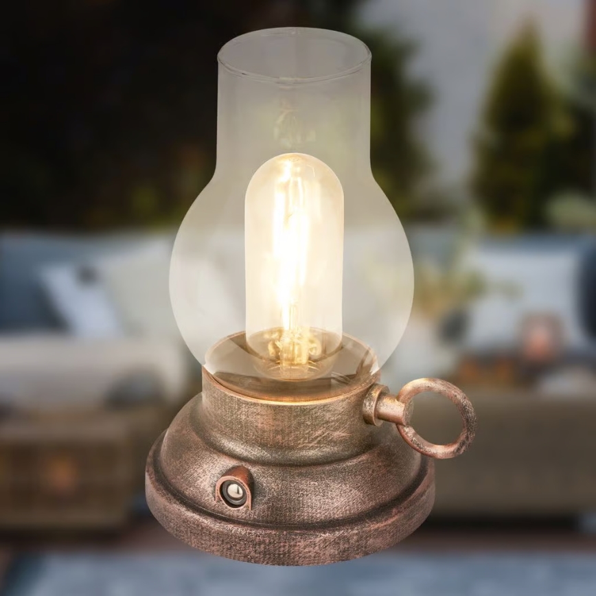 Brilo - Lampada da tavolo LED ricaricabile dimmerabile per esterni KANEA LED/1,5W/5V IP44 1200 mAh bronzo