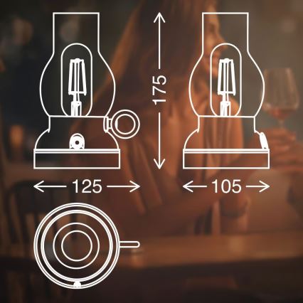 Brilo - Lampada da tavolo LED ricaricabile dimmerabile per esterni KANEA LED/1,5W/5V IP44 1200 mAh bronzo