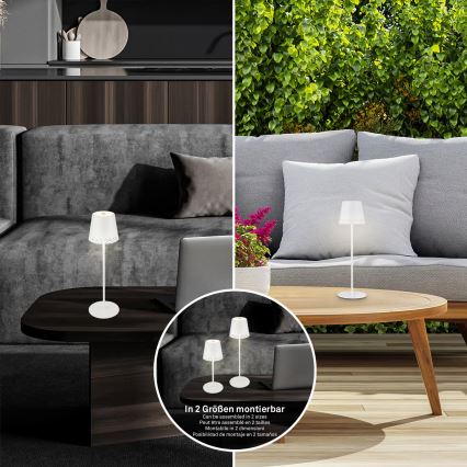 Brilo - Lampada da tavolo per esterni LED dimmerabile ricaricabile a sfioramento KIKI LED/2,6W/5V IP44 2600 mAh bianca