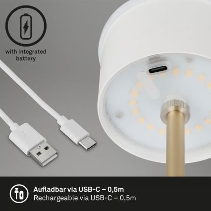 Brilo - Lampada da tavolo ricaricabile LED dimmerabile a sfioramento per esterni KIKI LED/2,6W/5V IP44 2600 mAh marrone