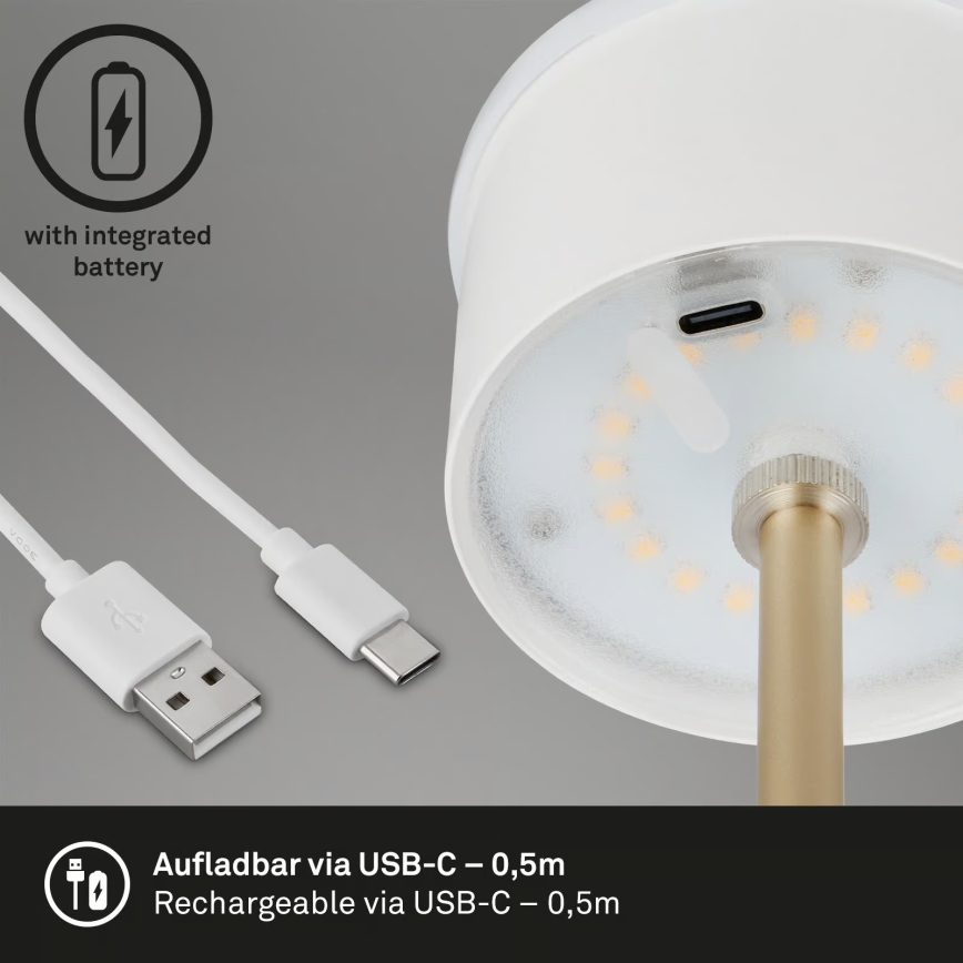 Brilo - Lampada da tavolo ricaricabile LED dimmerabile a sfioramento per esterni KIKI LED/2,6W/5V IP44 2600 mAh marrone