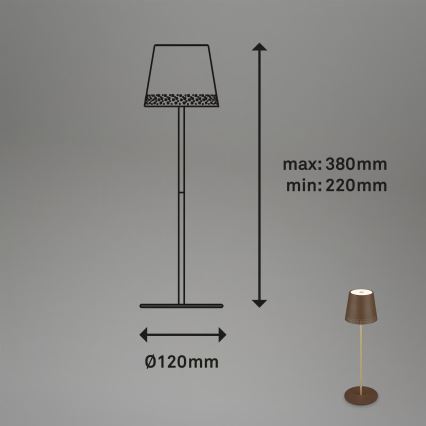 Brilo - Lampada da tavolo ricaricabile LED dimmerabile a sfioramento per esterni KIKI LED/2,6W/5V IP44 2600 mAh marrone
