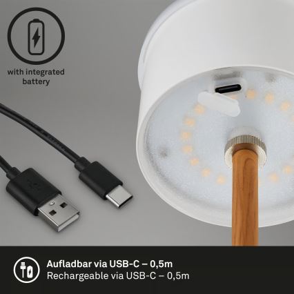 Brilo - Lampada da tavolo LED da esterno, ricaricabile e dimmerabile a sfioramento KIKI LED/2,6W/5V IP44 2600 mAh nera