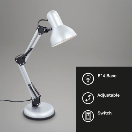 Brilo - Lampada da tavolo PIXA 1xE14/25W/230V, finitura argento