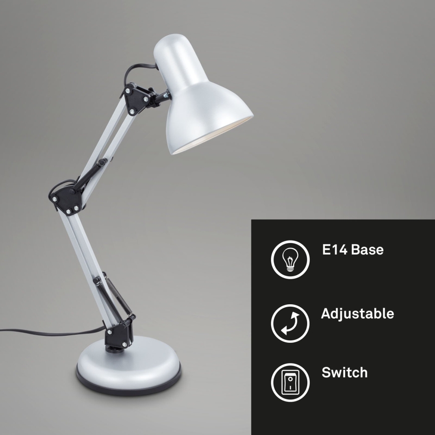 Brilo - Lampada da tavolo PIXA 1xE14/25W/230V, finitura argento