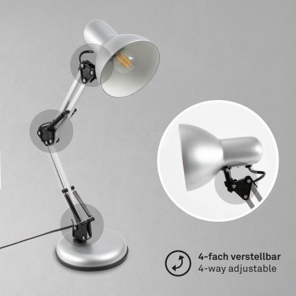 Brilo - Lampada da tavolo PIXA 1xE14/25W/230V, finitura argento