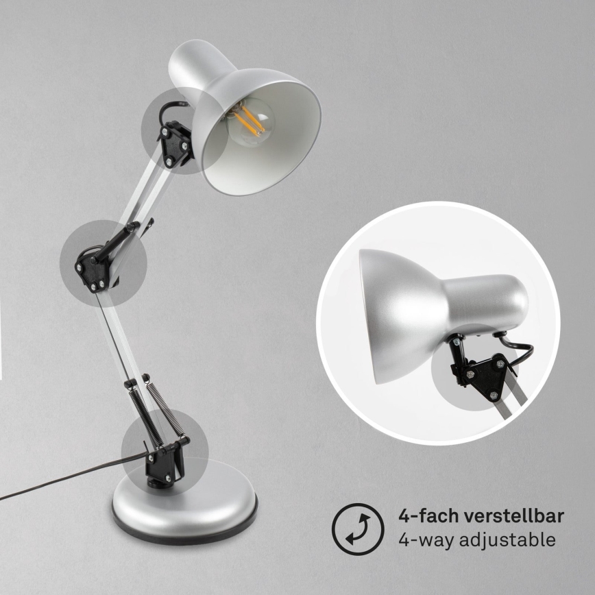 Brilo - Lampada da tavolo PIXA 1xE14/25W/230V, finitura argento