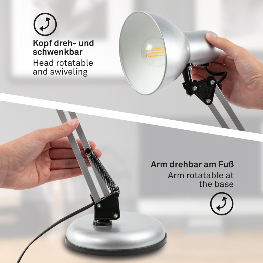 Brilo - Lampada da tavolo PIXA 1xE14/25W/230V, finitura argento