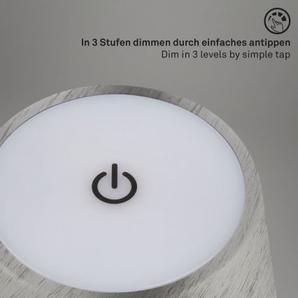 Brilo - Lampada da tavolo ricaricabile dimmerabile a sfioramento per esterni KIKI LED/2,6W/5V IP44 2600 mAh argento