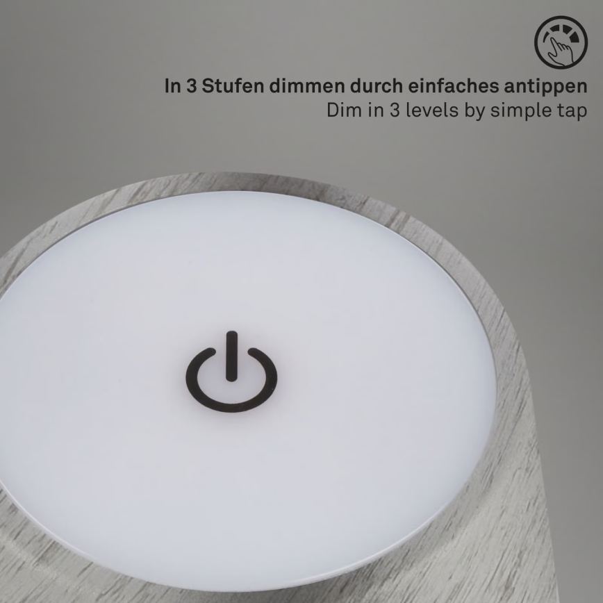 Brilo - Lampada da tavolo ricaricabile dimmerabile a sfioramento per esterni KIKI LED/2,6W/5V IP44 2600 mAh argento