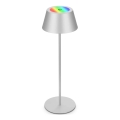 Brilo - Lampada da tavolo ricaricabile dimmerabile a sfioramento per esterno KIKI LED RGB/2,6W/5V IP44 2600 mAh argento