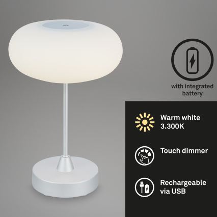 Brilo - Lampada da tavolo ricaricabile LED dimmerabile per esterni OLANA LED/3W/5V 3300K IP44 2000 mAh