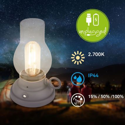 Brilo - Lampada da tavolo ricaricabile LED dimmerabile per esterni KANEA LED/1,5W/5V IP44 1200 mAh antracite