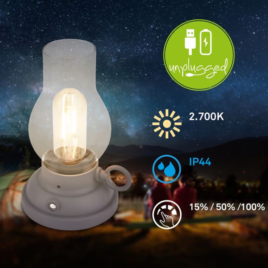Brilo - Lampada da tavolo ricaricabile LED dimmerabile per esterni KANEA LED/1,5W/5V IP44 1200 mAh antracite
