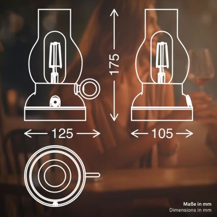 Brilo - Lampada da tavolo ricaricabile LED dimmerabile per esterni KANEA LED/1,5W/5V IP44 1200 mAh antracite