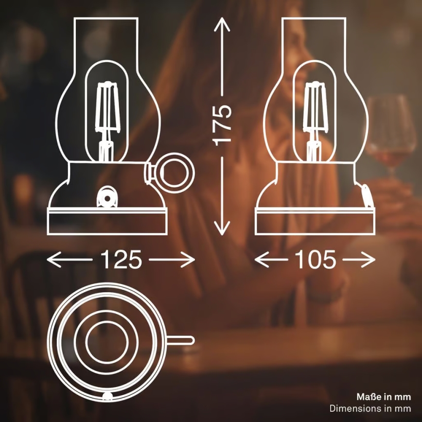 Brilo - Lampada da tavolo ricaricabile LED dimmerabile per esterni KANEA LED/1,5W/5V IP44 1200 mAh antracite