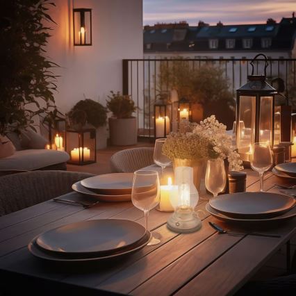 Brilo - Lampada da tavolo ricaricabile dimmerabile per esterni a LED KANEA LED/1,5W/5V IP44 1200 mAh beige