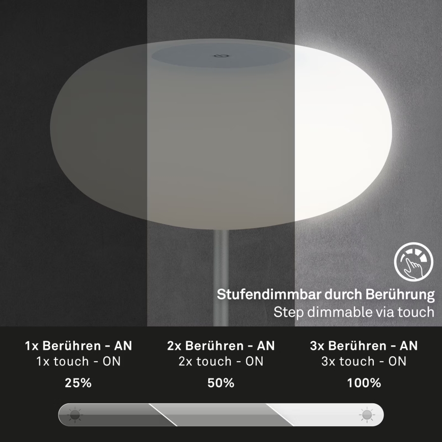Brilo - Lampada da tavolo ricaricabile LED dimmerabile per esterni OLANA LED/3W/5V IP44