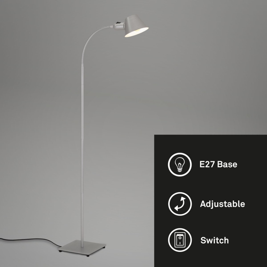 Brilo - Lampada da terra flessibile 1xE27/10W/230V argento