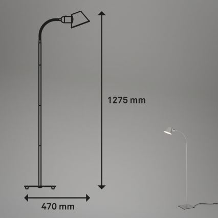 Brilo - Lampada da terra flessibile 1xE27/10W/230V argento