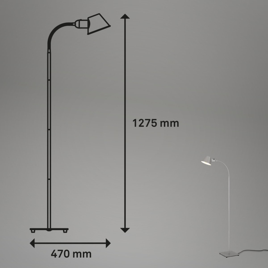 Brilo - Lampada da terra flessibile 1xE27/10W/230V argento