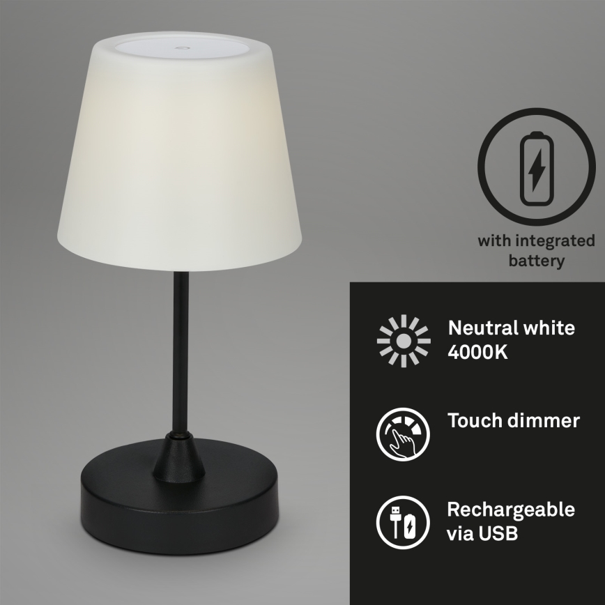 Brilo - Lampada LED ricaricabile dimmerabile per esterni LED/3W/5V IP44 2000 mAh