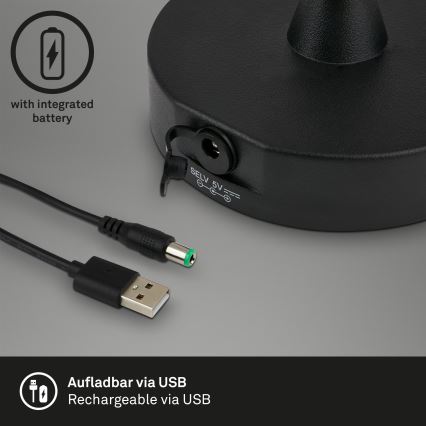 Brilo - Lampada LED ricaricabile dimmerabile per esterni LED/3W/5V IP44 2000 mAh