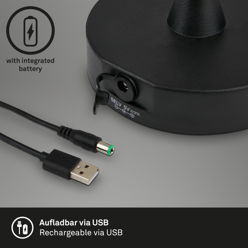 Brilo - Lampada LED ricaricabile dimmerabile per esterni LED/3W/5V IP44 2000 mAh