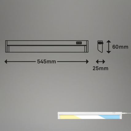 Brilo - Lampada sottopensile LED/6W/230V 2700/4000/6500K 54,5 cm bianco