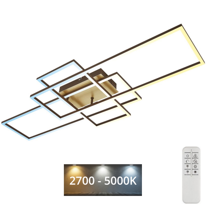 Brilo - Lampadario a plafone LED dimmerabile FRAME LED/51W/230V 2700-5000K marrone/oro + telecomando