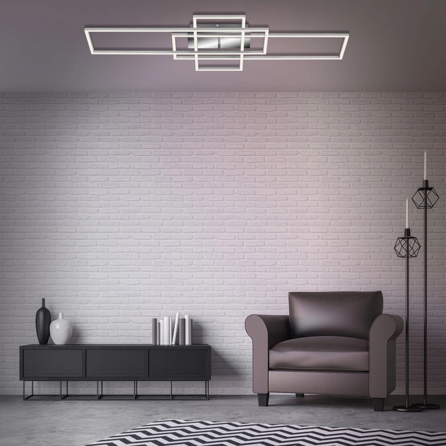 Brilo - Lampadario a plafone LED dimmerabile FRAME LED/51W/230V 2700-5000K cromo opaco + telecomando