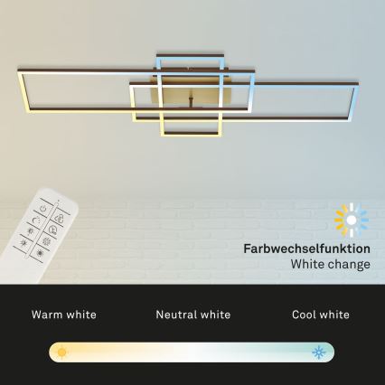 Brilo - Lampadario a plafone LED dimmerabile FRAME LED/51W/230V 2700-5000K marrone/oro + telecomando