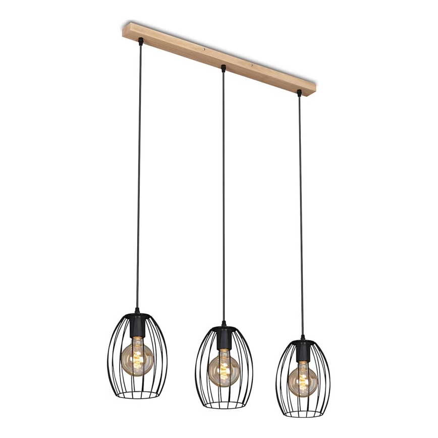 Brilo - Lampadario a sospensione con filo WAKTU 3xE27/60W/230V albero di caucciù