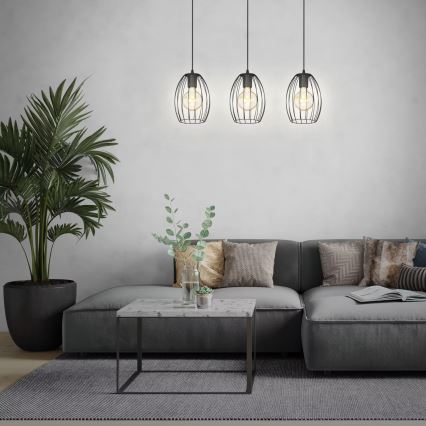 Brilo - Lampadario a sospensione con filo WAKTU 3xE27/60W/230V albero di caucciù