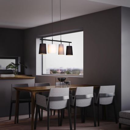 Brilo - Lampadario sospeso su cavo 4xE27/40W/230V nero/grigio/bianco